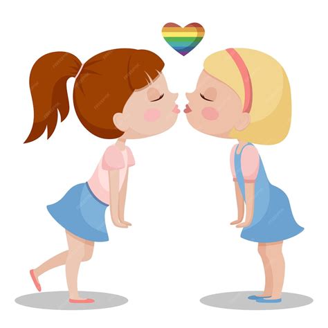 Premium Vector Two Girls Kissing Valentine S Day Lesbians Lgbt