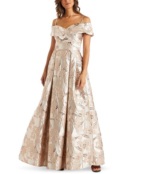 nightway floral brocade cold shoulder ball gown reviews dresses women macys formal