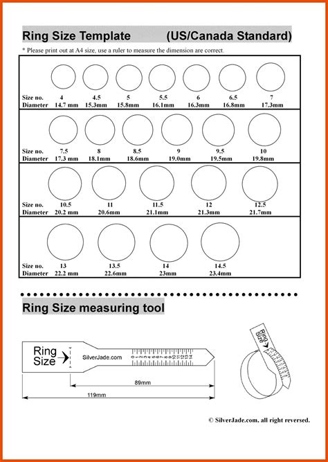 ring size chart   measure ring size  american ring size