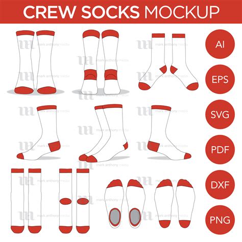 crew socks vector template mockup mark anthony media
