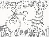 Coloring Baby Pages Shower Boy Kids Printable Congratulations Card Color Sheets Cards Clipart Print Printables Doodle Stork Getcolorings Book Alley sketch template