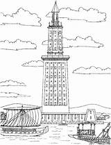 Alexandria Lighthouse Egypt Coloring Adult Majestic Pages sketch template