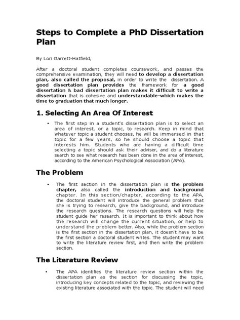 steps  complete  phd dissertation plan literature review thesis