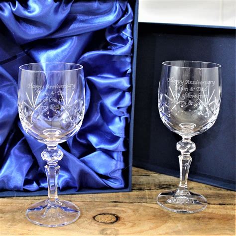 Personalised Crystal Wine Glasses In Presentation Box From Go Find A T