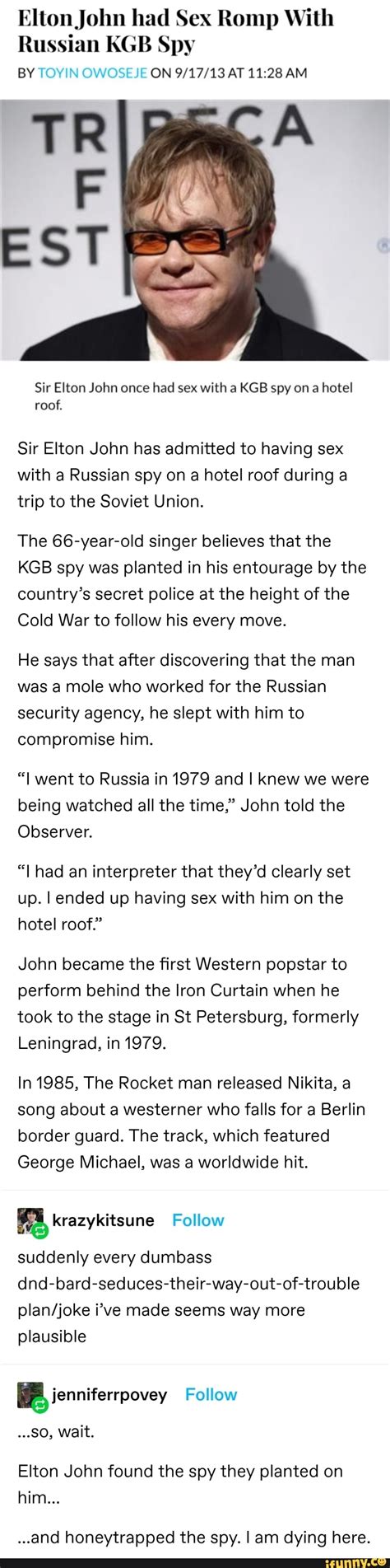 Elton John Had Sex Romp With Russian Kgb Spy By Toyin