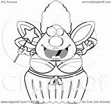 Chubby Godmother Fairy Wand Holding Clipart Cartoon Cory Thoman Outlined Coloring Vector 2021 sketch template
