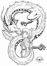 Chihiro Haku Ghibli Viaje Spirited Mononoke Latorre Animes Getcolorings Viagem Zeichnen Zauberland Reise Totoro Dragón Tatuagem Chihiros Blanco Lindos Prinzessin sketch template