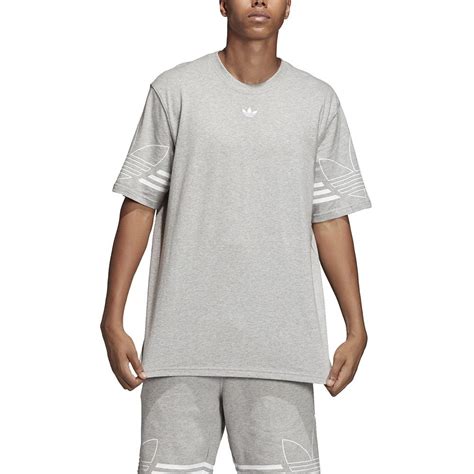 adidas originals mens outline trefoil logo tee shirt grey du  ebay