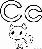 Letter Coloring Pages Cat sketch template