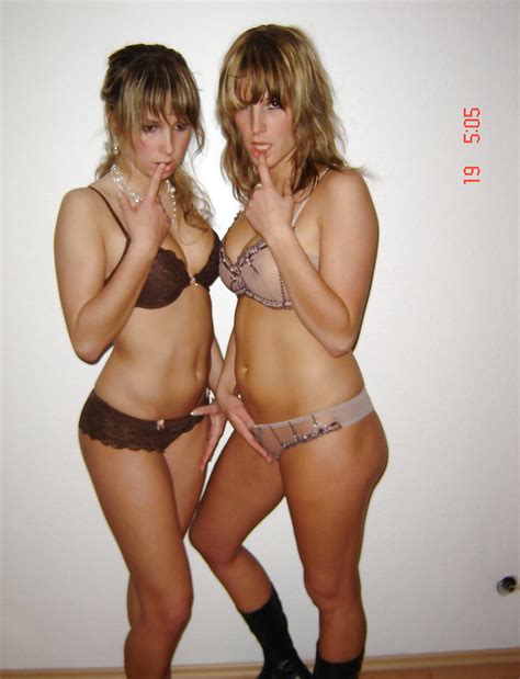 two attractive lesbians posing in lingerie fuqer photo