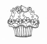 Coloring Pages Cupcake Easy Printable Kids Adults Birthday Cupcakes Sheets Colouring Adult Happy Christmas Printables Color Print Az Tk Cake sketch template