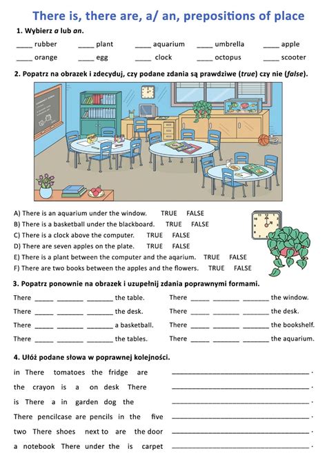 prepositions  place worksheet