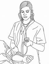 Nurse Coloring Pages Pressure Blood Taking Kids sketch template