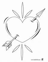 Heart Coloring Pages Color Print Pierced Hellokids Valentine Arrow Tiny sketch template