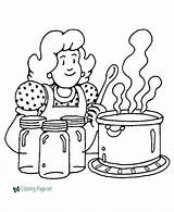 Thanksgiving Coloring Pages Cooking Girl sketch template