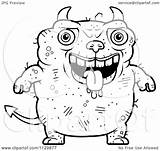 Ugly Devil Drooling Outlined Clipart Cartoon Cory Thoman Coloring Vector sketch template