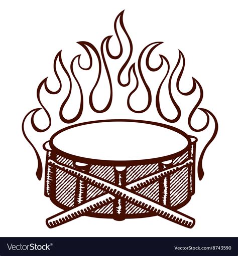 flaming snare drums  sticks logo royalty  vector