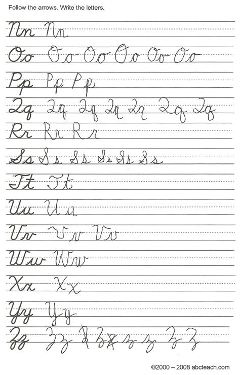 cursive handwriting practice printable