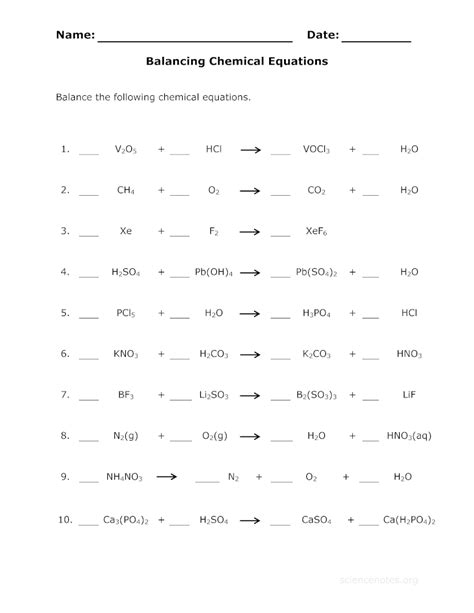 classifying chemical reactions worksheet answer key section