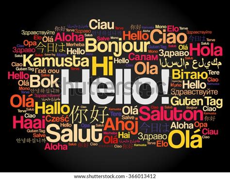 Hello Word Cloud Different Languages World Stock Vector
