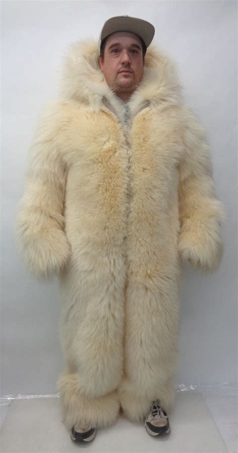 brand new polar bear fur snowsuit suit men man size all