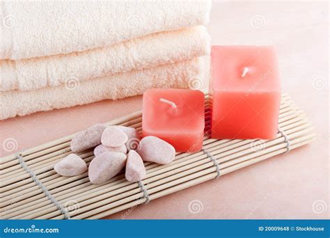 peach spa concept stock photo image  copyspace candles