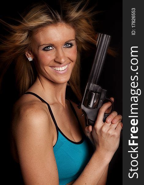 woman gun big smile free stock images and photos 17826553