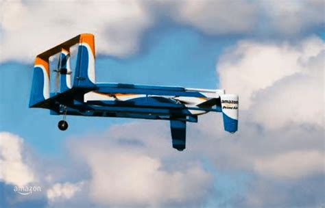 unusual   amazons delivery drone combines elements   fixed wing aircraft