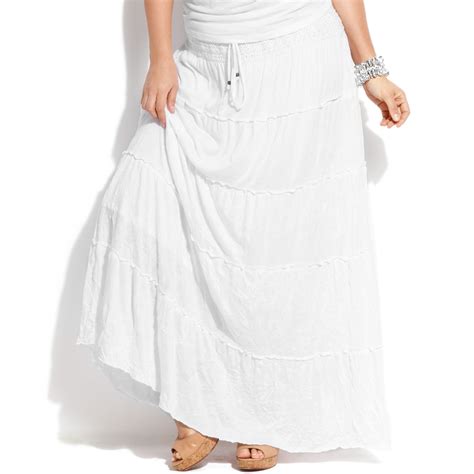 lyst inc international concepts plus size tiered maxi skirt in white
