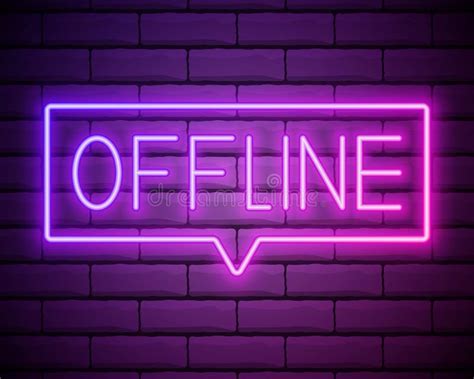 muestra offline icono de neon de color morado en la caja de la pared