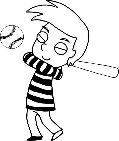 boy baseball playing coloring page