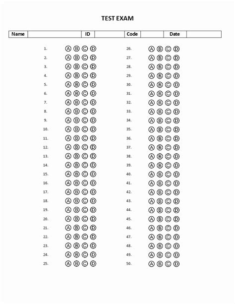 multiple choice test template