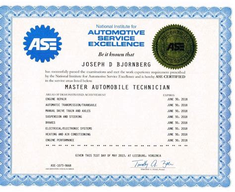 ase certification program  mechanics auto craftsmen