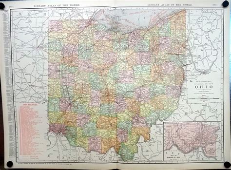 state  ohio  hamilton county insert  color map  railroads