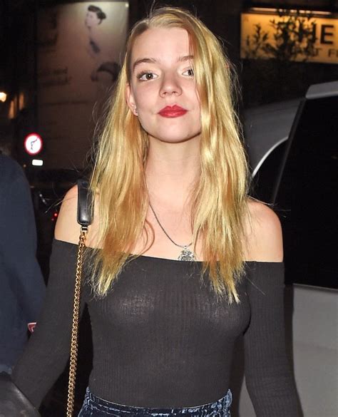 anya taylor flashing her cute boobs through tight outfit