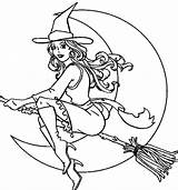 Pages Witches Adult Broom Sheets Letscolorit Bruxa Getdrawings sketch template