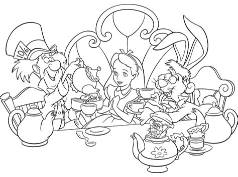 coloring page alices tea party