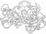 Coloring Tea Party Alice Pages Wonderland sketch template