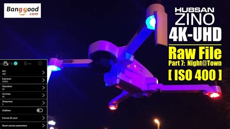 hubsan zino hs  uhd drone part   iso  raw video  night  town youtube