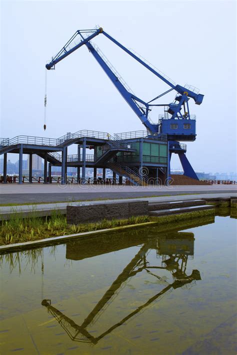 quay cranes stock photo image  railroad port locks