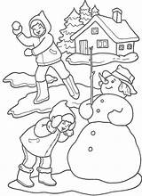 Coloring Pages Winter Printable Snow Playing Colouring Kids Christmas Sheets Colorare Da Di Natale Disegni Zima Coloringme sketch template