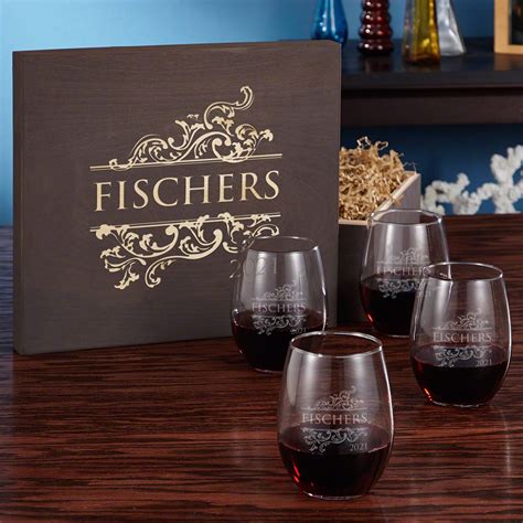 Livingston Stemless Personalized Wine Glass T Box Set