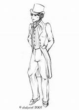 Gentleman Coloring Color Hat Elegant Man Cravat Regency Breeches Waistcoat Coat sketch template