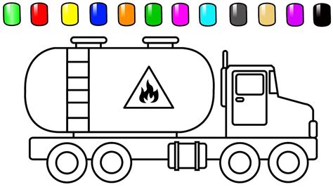 oil truck coloring book  kids car  construction vehicles