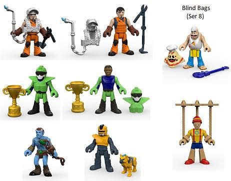 imaginext series  blind bag characters  puppet boy  woodland mystic  welder  moto