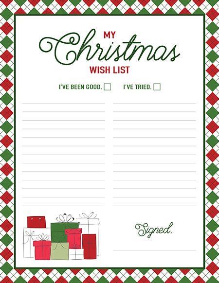 christmas  list printable template  kids editable