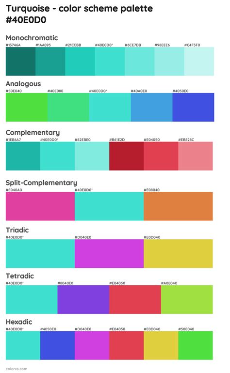 turquoise color palettes colorxscom