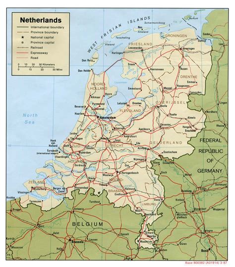 maps  holland detailed map  holland  english tourist map   netherlands road map