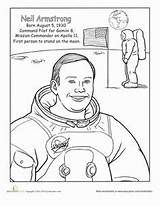 Neil Armstrong Coloring Kids Space Worksheet Moon Sheet Scouts Ochoa Ellen Pages Tiger Education Activities Cycle Astronaut Crafts Kindergarten Astronauts sketch template