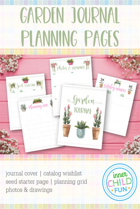 garden journal planner pages printable  child fun